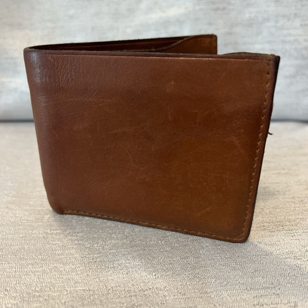 J.CREW Men's Tan Brown Leather Cardholder Bifold